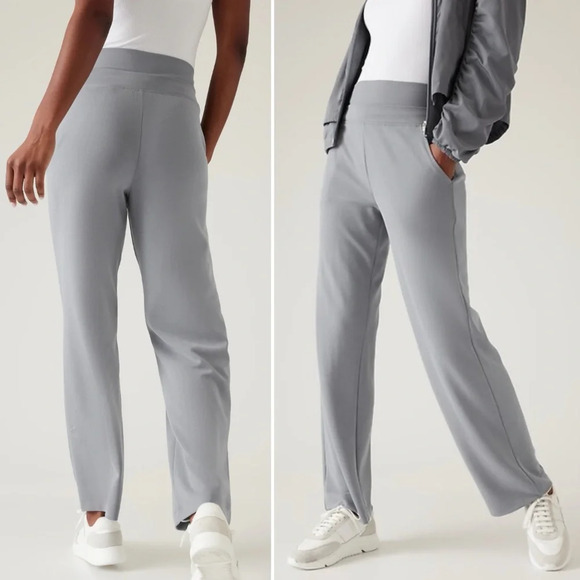 Athleta Pants - Athleta Seasoft Wide Leg Pants in Coastline Blue Grey Size M Yoga Lounge Pockets